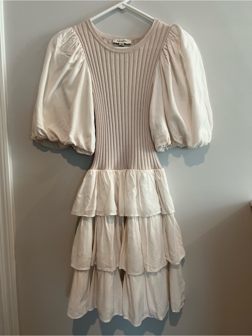 Francesca's Soft Ribbed Crewneck Sweater in Light Taupe